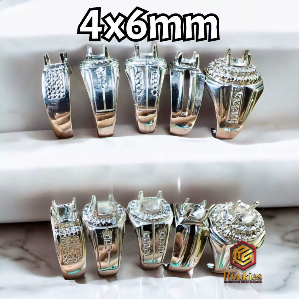 Ikatan Cincin Alpaka Gigi Ukuran 4x6mm