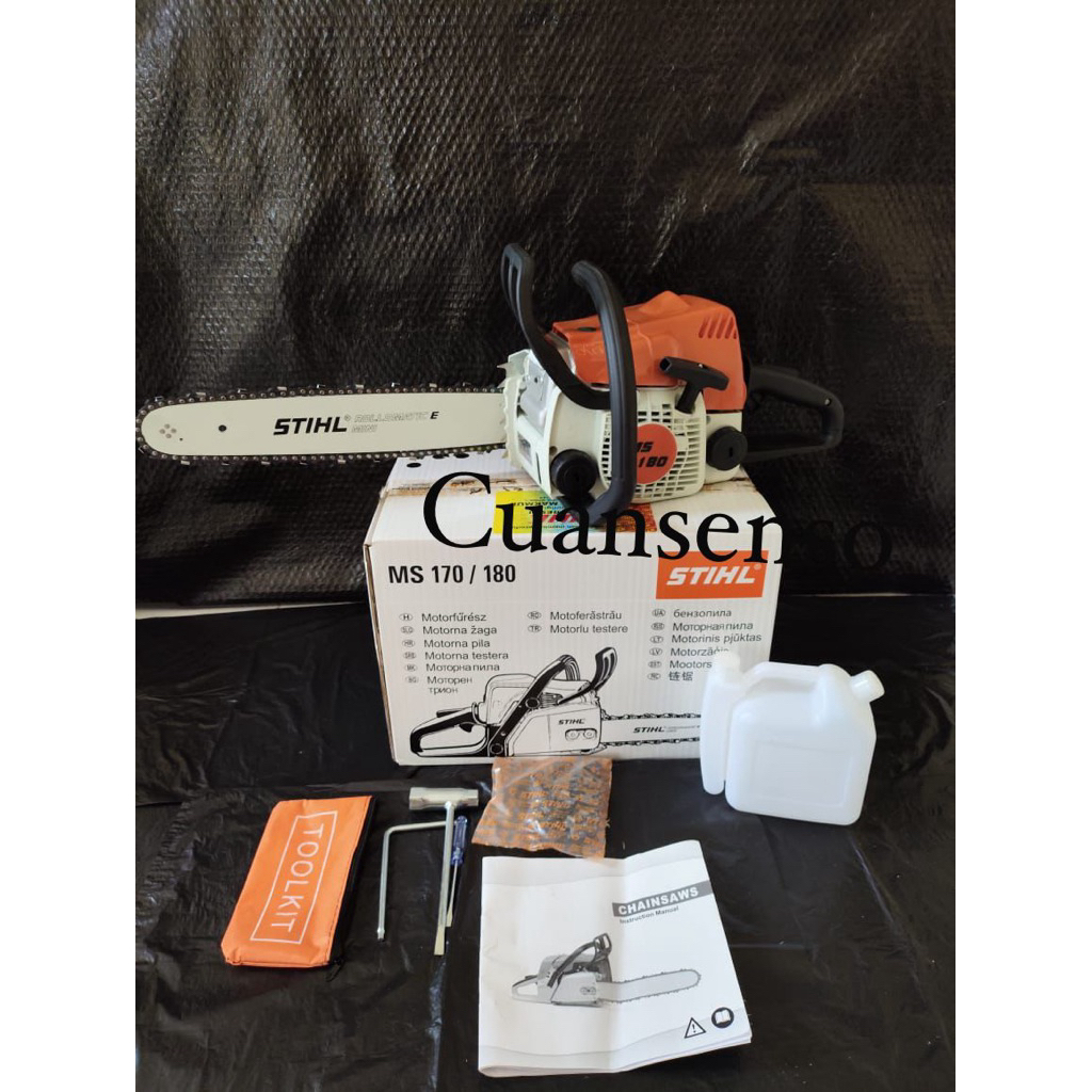 PROMO MENARIK  Mesin Chain Saw senso Stihl MS-180 170 16 Inch ORIGINAL FULLSET SIAP PAKAI komplit ba