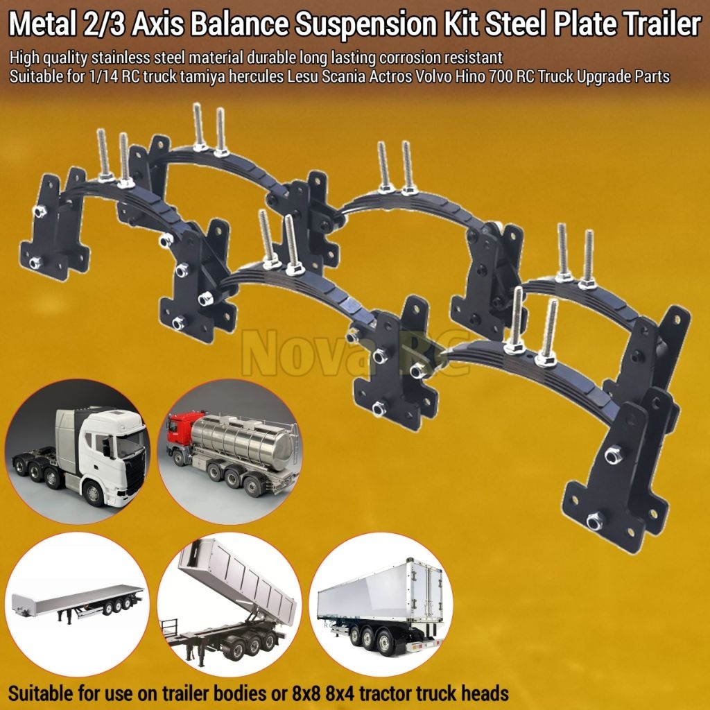 Steel plate 2/3 axis balance suspension kit trailer untuk 1/14 Hercules lesu Tamiya RC truck Tipper 