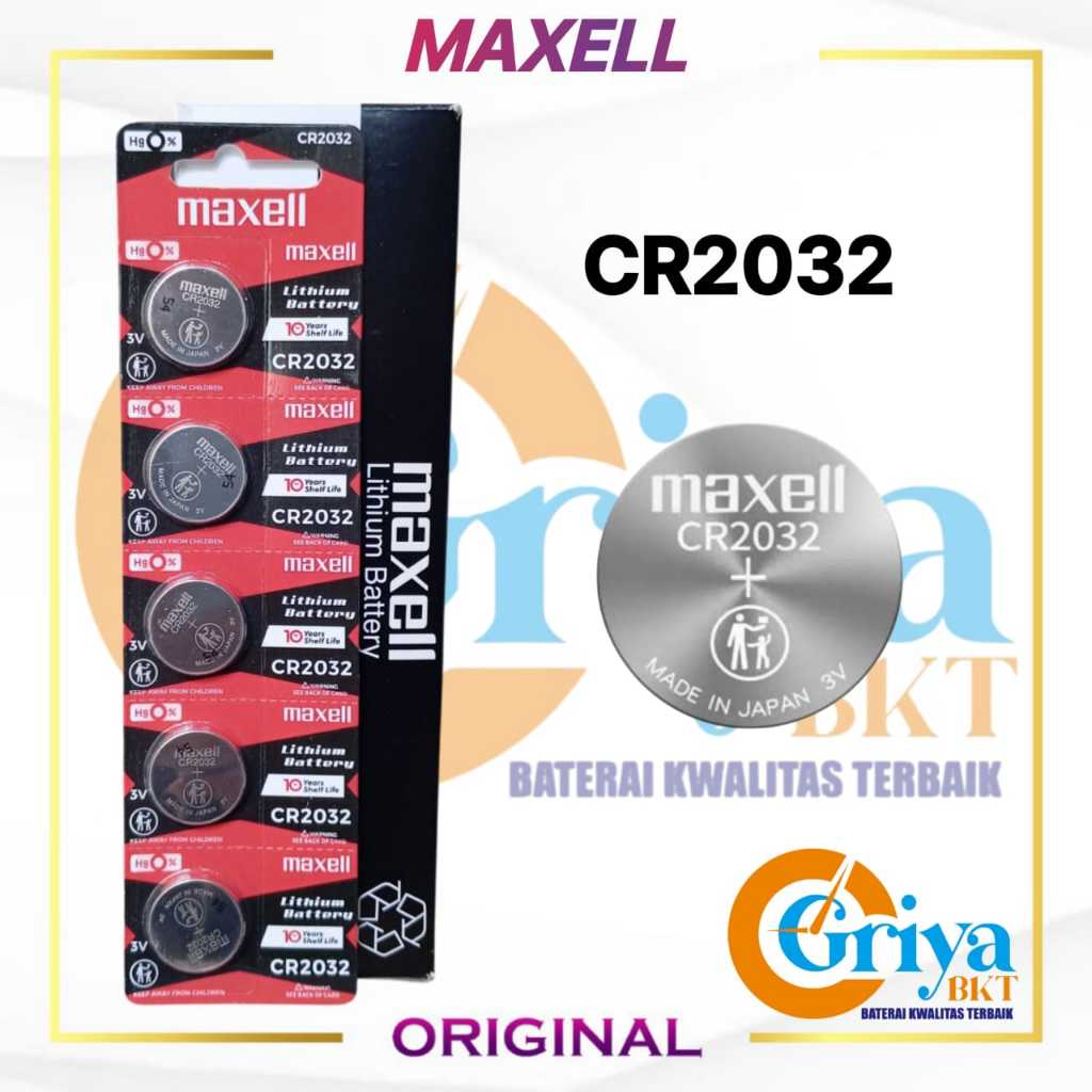 Maxell CR2032 3V Original Batrai Remot CR 2032 Lithium Battery Compatible Untuk Pengganti CR2032 H