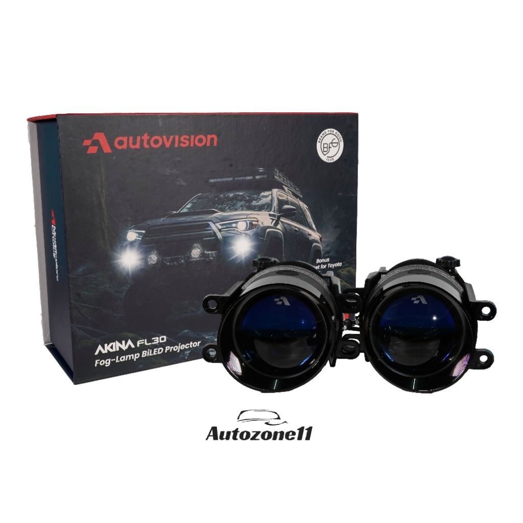 AKINA FL30 BiLED Foglamp Autovision 3 Warna 3 inch 3.0" 12V 85W Blue Candy Lens 3 Colors