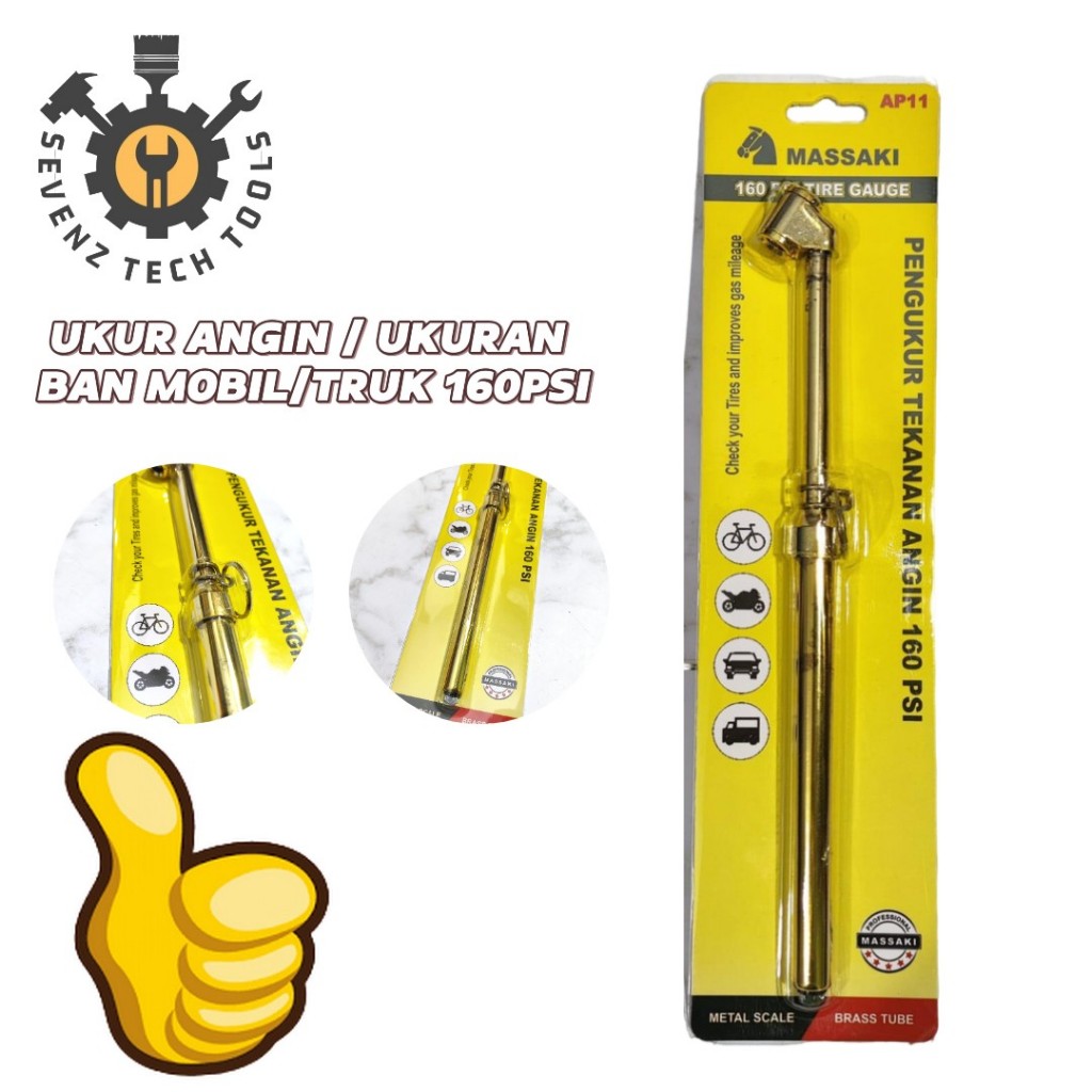 MASSAKI ALAT UKUR ANGIN UKURAN ANGIN BAN MOBIL / TRUK 160 psi TIRE GAUGE 160psi