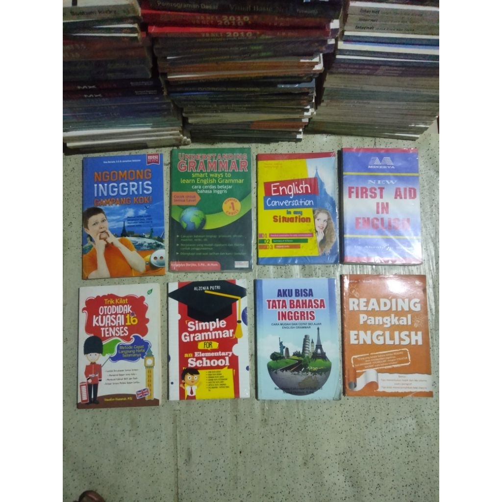 Buku Bahasa Inggris; NGOMONG INGGRIS, GRAMMAR, CONVERSATION, FIRST AID IN ENGLISH, TENSES, TATA BAHA