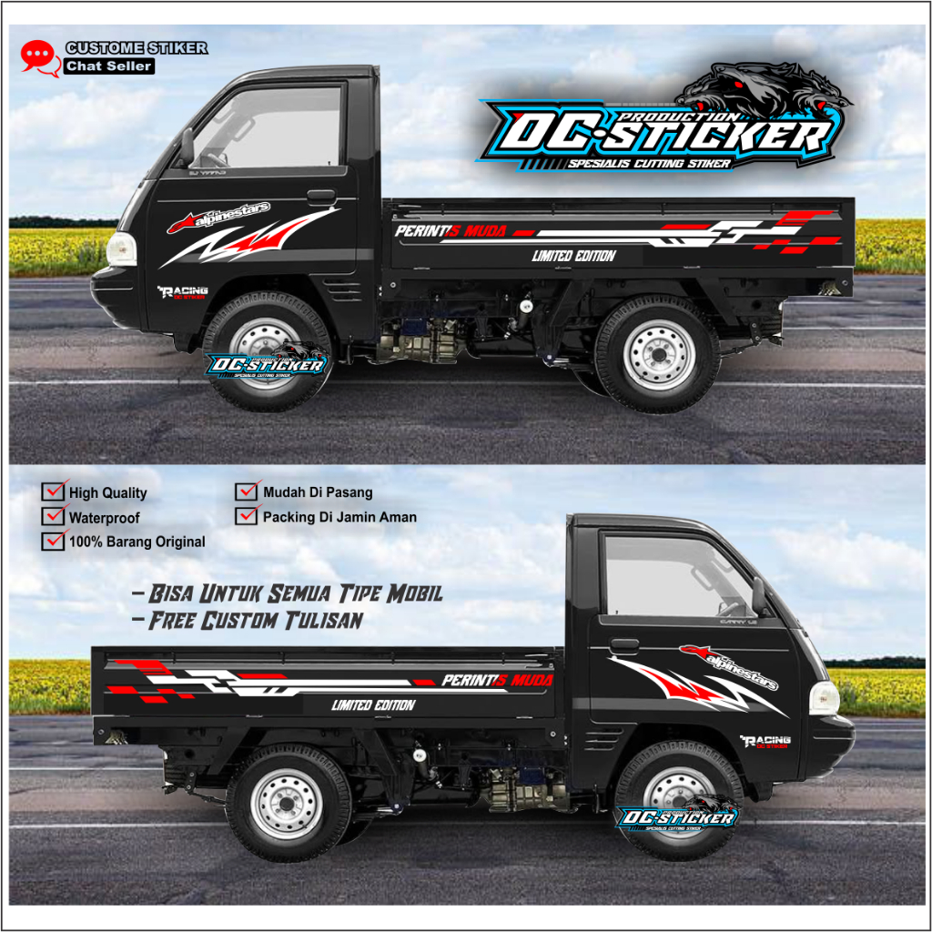 PROMO 2PCS STIKER CUTING MOBIL PICK UP SUZUKI CARRY FUTURA COLT T120SS TERLARIS STIKER PERINTIS MUDA