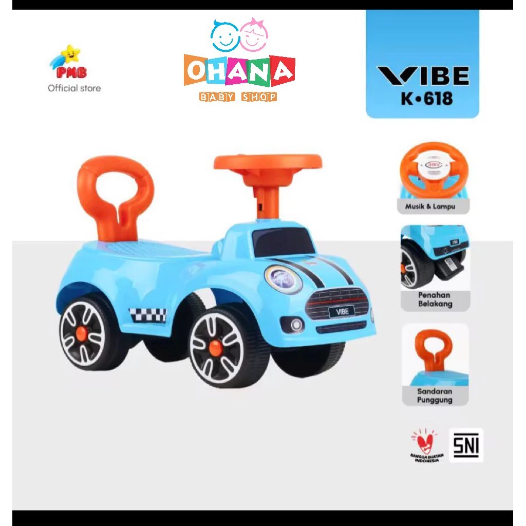 MAINAN ANAK MOBIL PMB TOLOCAR K618 VIBE / Mobil Anak Bisa Dinaiki / MOBIL DORONG ANAK VIBE K618