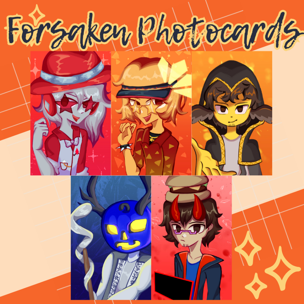 Fanmerch photocard roblox forsaken (elliot, chance, dusekkar, telamon, 007n7)