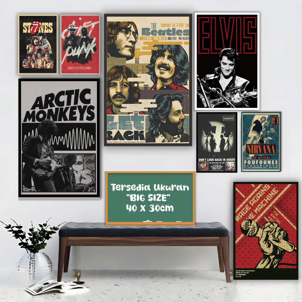 [MooiCraft] Hiasan Dinding Aesthetic Poster Band Musik Minimalis Walldecor Pajangan Retro Vintage De