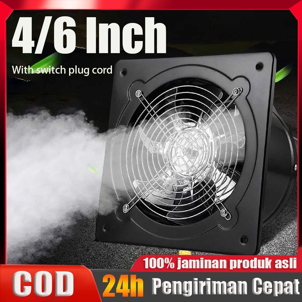 Exhaust Fan Dinding 4Inch/6Inch Kipas Exhaust Ventilasi Dinding exhaust fan kamar mandi Booster Fan