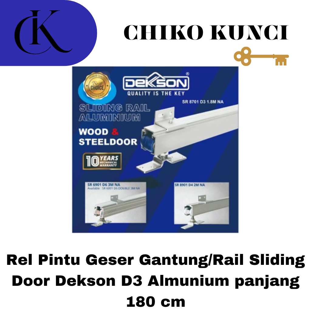 Rel Pintu Geser Gantung/Rail Sliding Door Dekson D3 Almunium panjang 180 cm