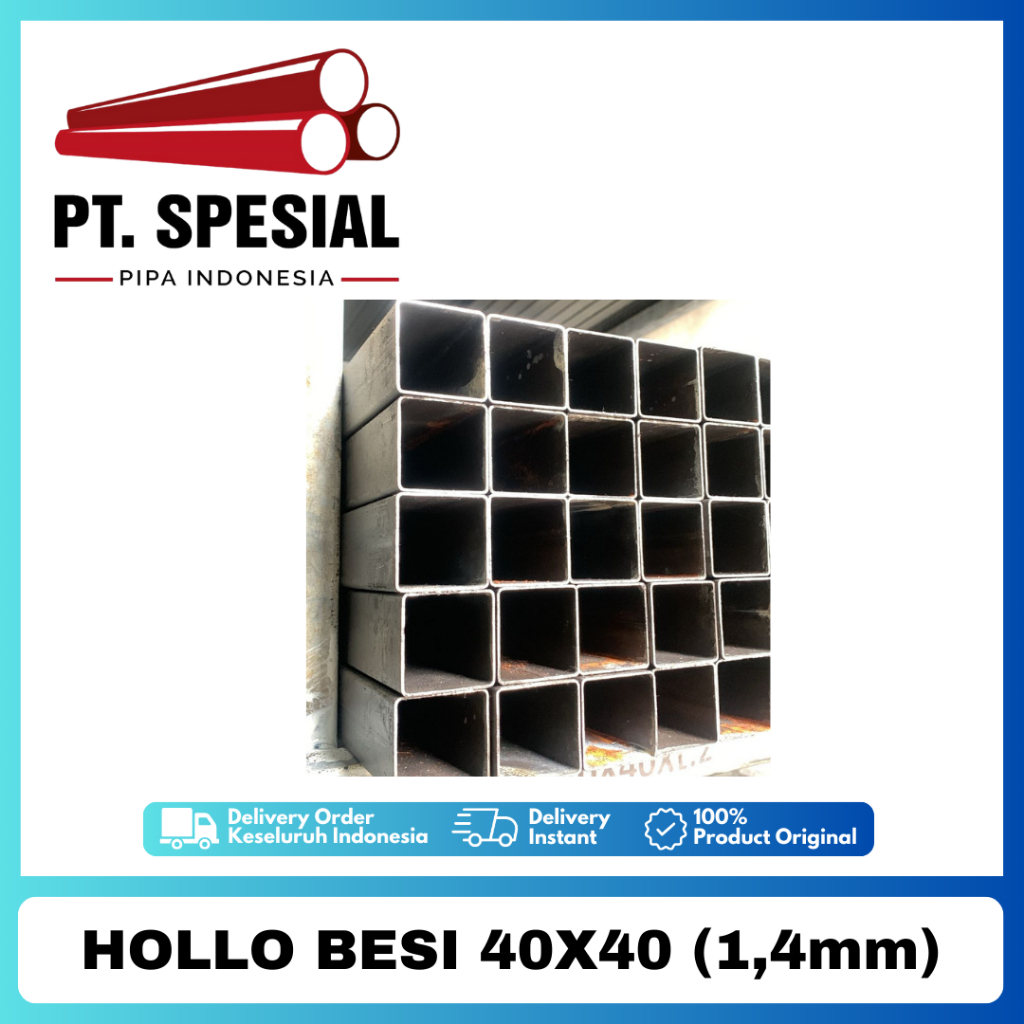 Besi Hollo 4x4 / Hollow Hitam / Hollo Besi 40x40 Tebal 1.4mm 50 Btg - 05