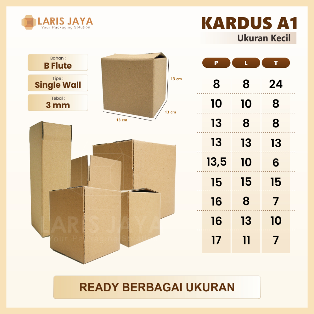 

Kardus Packing Single Wall Serbaguna | A1 ukuran Kecil - Berbagai Ukuran (8x8x24 cm Hingga 17 x 11 x 7 cm) - Kardus Souvenir, Parfum, Mug, Buku, Botol, HP, Skincare | Min. 10pcs