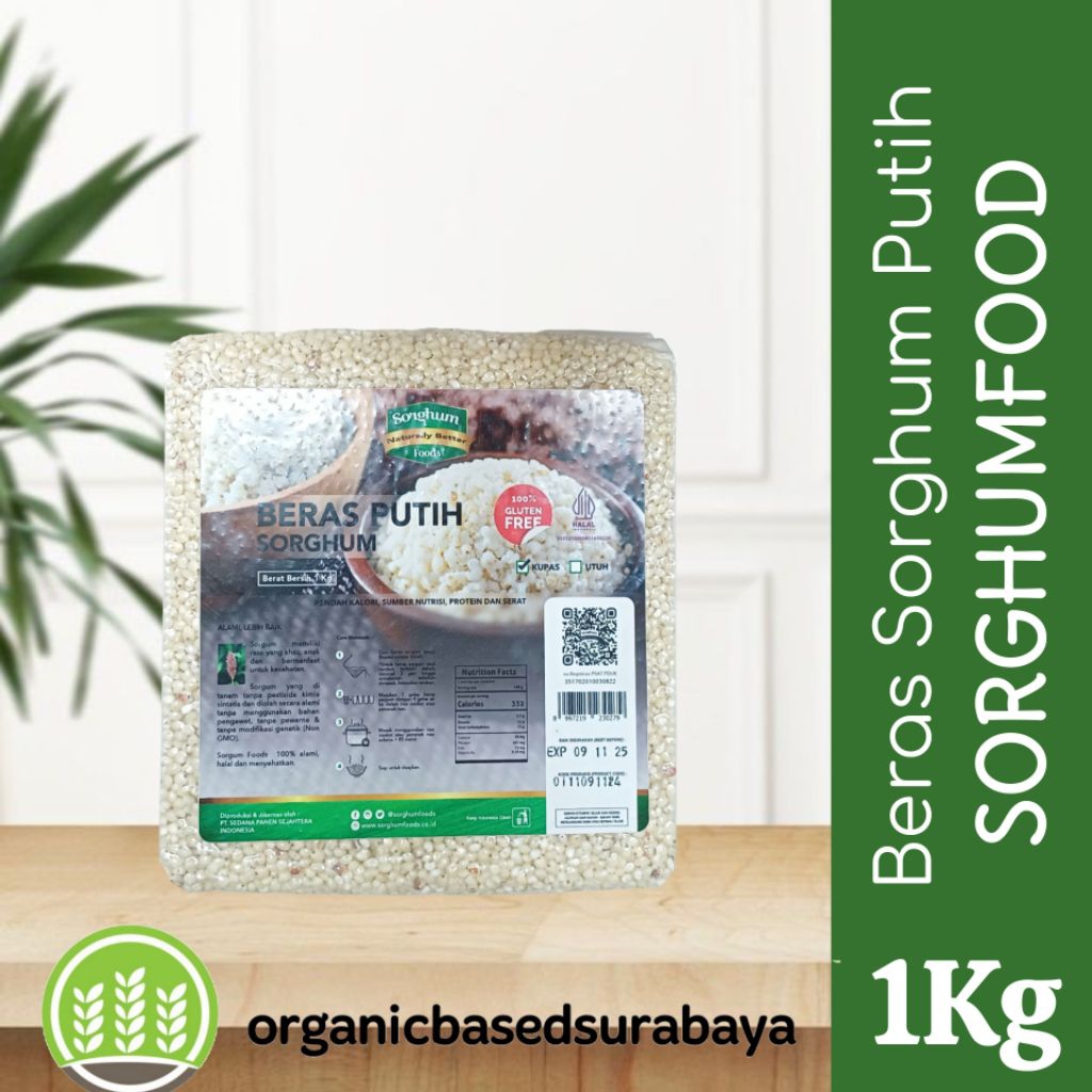 

Beras Putih Sorghum, high PROTEIN,diabet friendlu Non GMO, Bebas Gluten Kemasan 1kg by Sorghum Foods