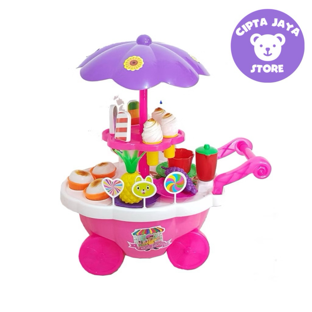 Gerobak eskrim jumbo anak - mainan raja gula - mainan eskrim dorong - gerobak dorong eskrim