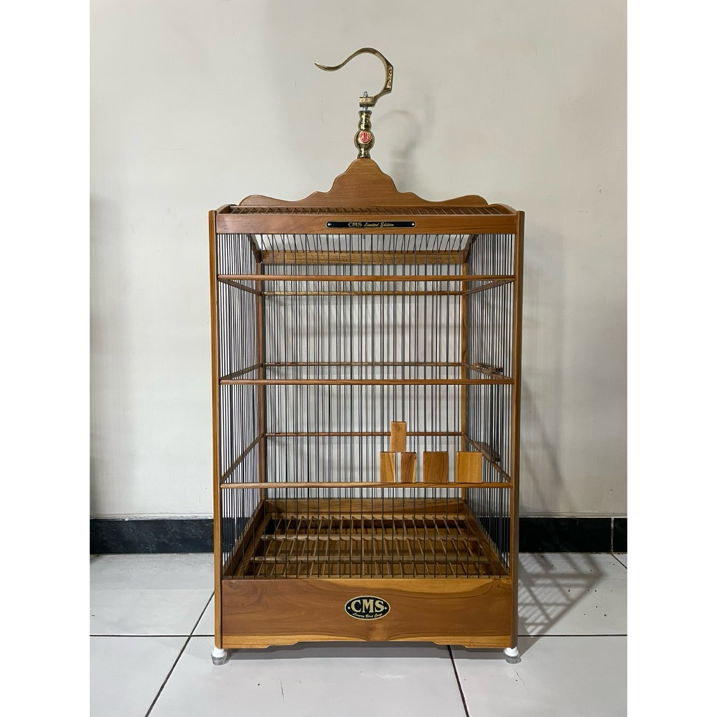 Sangkar Kandang Burung Kotak No 2 CMS Jati Jepara Ruji Fiber Original Asli