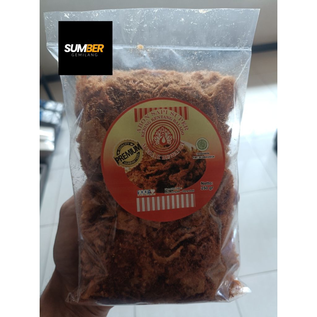 

abon sapi super kering kentang balado cap merak bewangi 250 gram