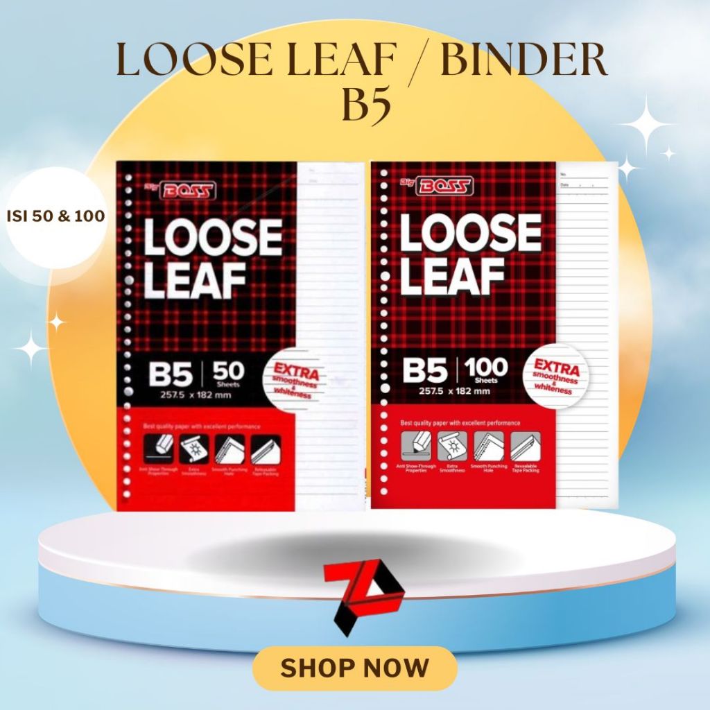 

Loose leaf B5 Bigboss isi 50 dan 100 / Kertas Binder A5 isi 50 dan 100