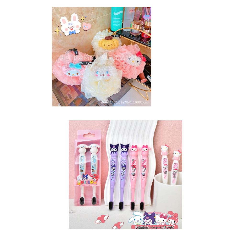 Shower Puff Sanrio /sponge mandi/bath ball/Sikat gigi anak Sanrio