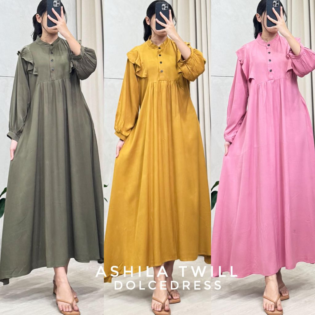 ReenaDaily Daster ASHILA TWILL by Dolce - Gamis Daster Arab Midi Dress Busui Friendly