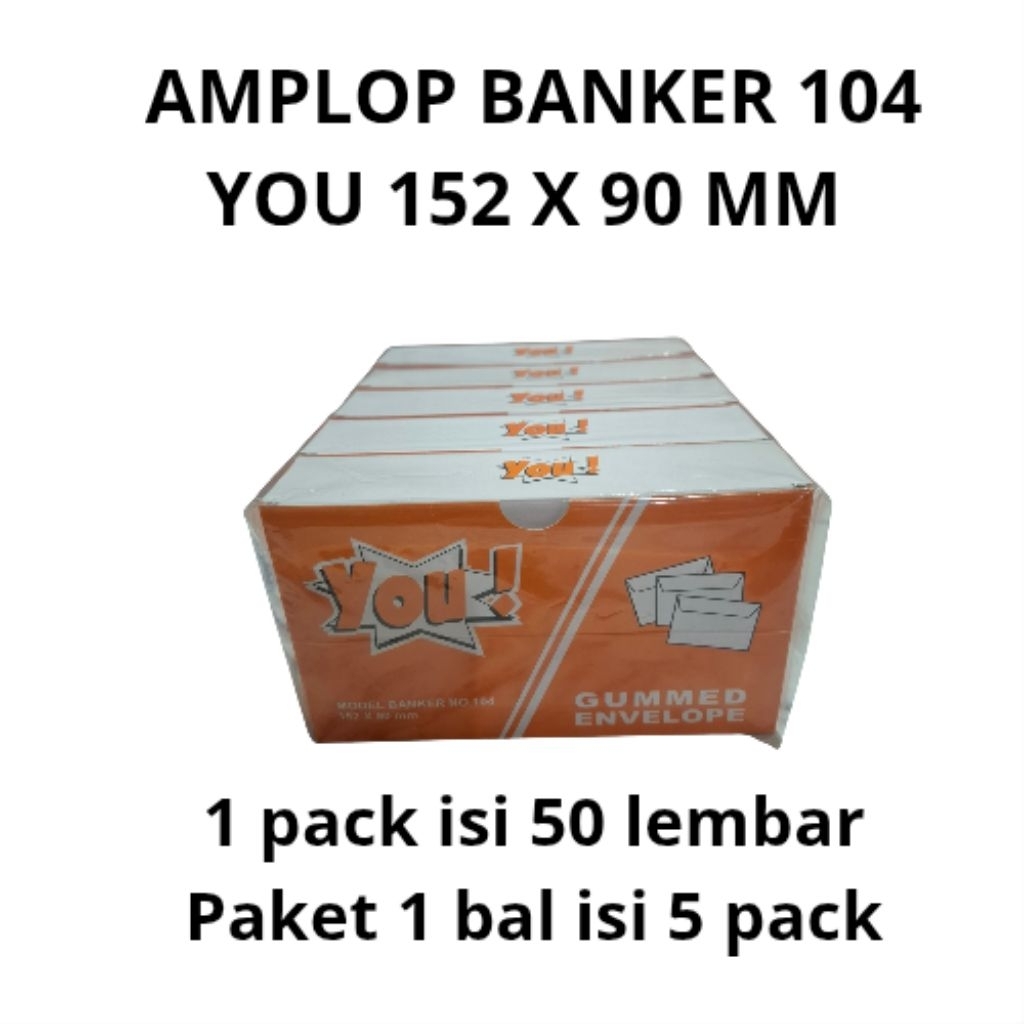 

AMPLOP MURAH TANPA LEM PEREKAT 104 YOU! 152 X 90 MM ISI 50 LEMBAR - PAKET 1 BAL