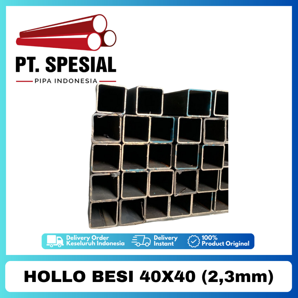 Besi Hollo 4x4 / Hollow Hitam / Hollo Besi 40x40 Tebal 2.3mm 100 Btg - 05