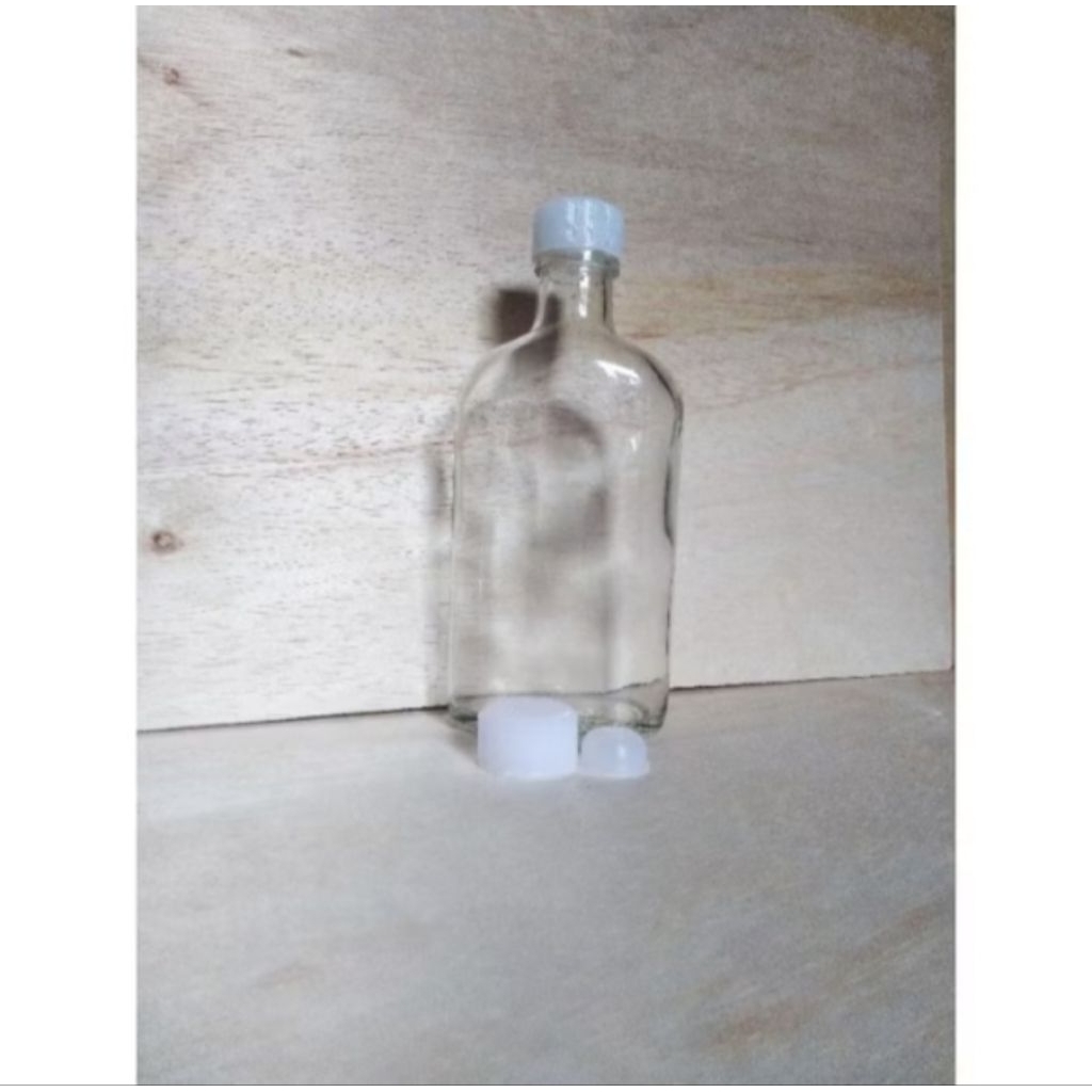 Botol kaca gepeng 250ml botol madu gepeng / botol sirup / botol kopi