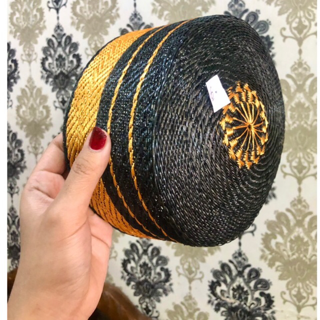 Songkok Recca Bugis Bone Model Takalar Dewasa Hitam Emas Peci Makassar Bugis Sulawesi Selatan