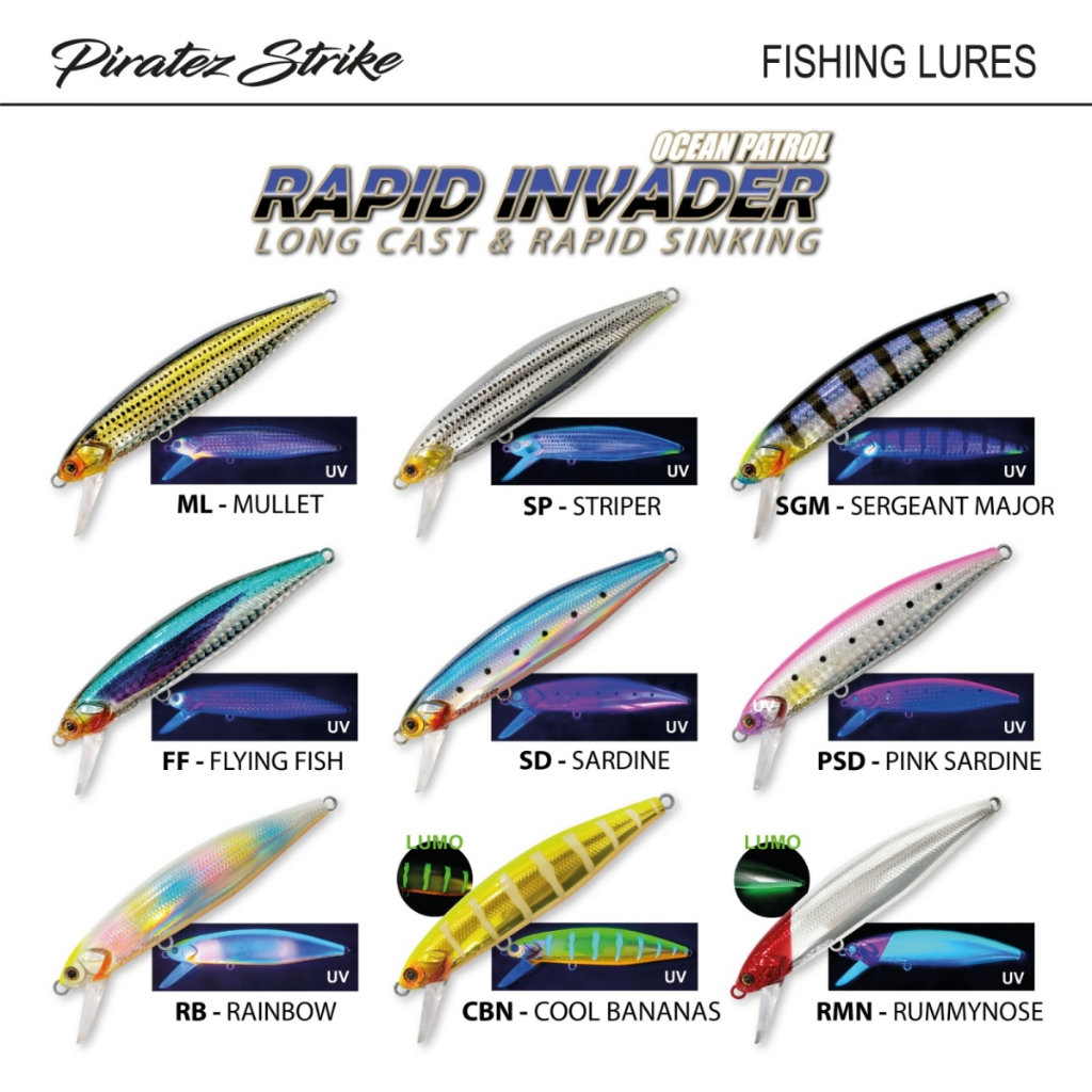 2024 PIRATEZ STRIKE OCEAN PATROL RAPID INVADER SUPER SINKING MINNOW FISHING LURE SENSES RAPALA SINKI