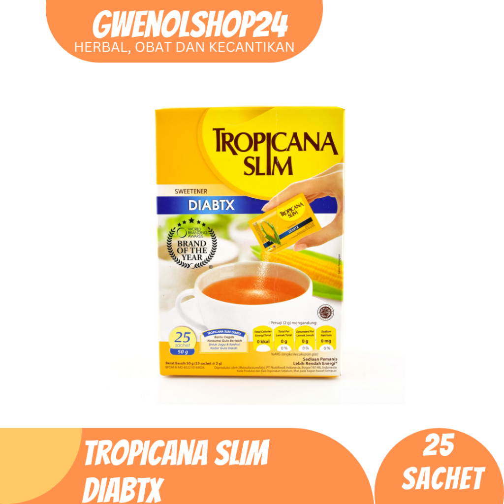 

Tropicana Slim Diabtx 50gr 25's Sachet | Gula Kesehatan Rendah Kalori