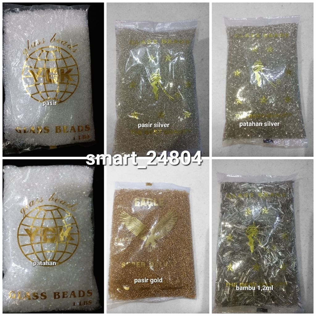 Payet  pasir & payet patahan Putih Pelangi & Bambu Silver 1,2ML