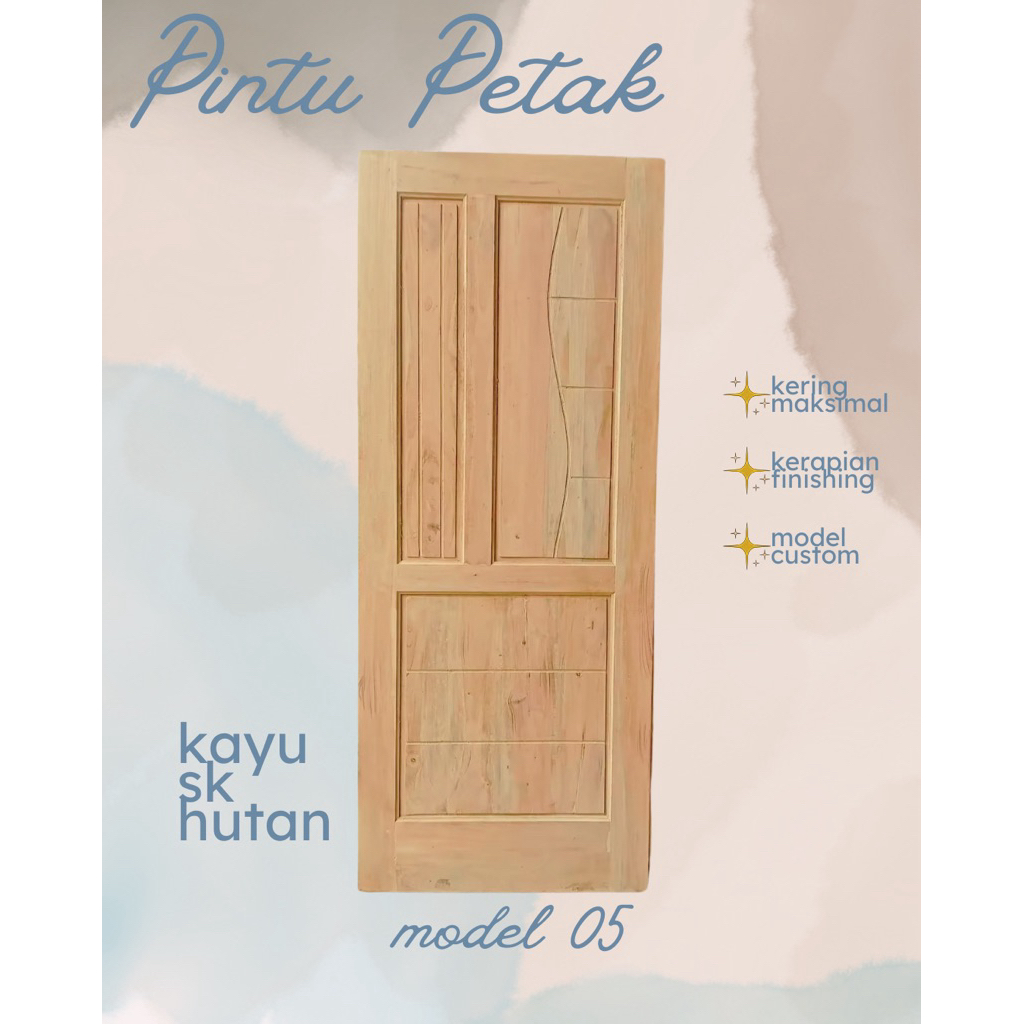 Pintu Kayu Petak Motif Terbaru | Kayu SK Hutan Merah Setara Meranti | Elegan dan Berkualitas