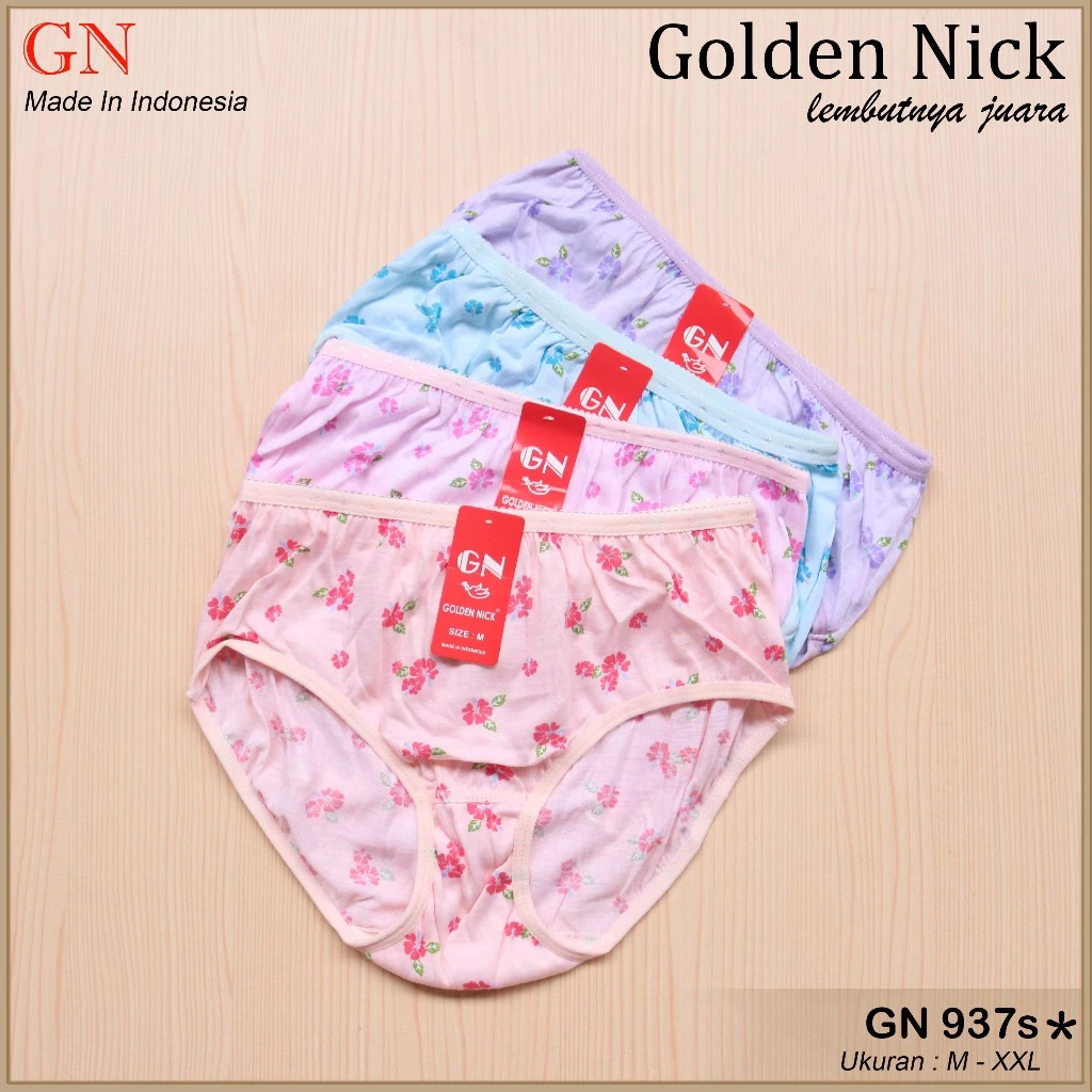 CD Golden Nick 937 Sablon | Golden Nick Celana Dalam 937s Motif Bunga Sablon CD Wanita Katun Rayon P