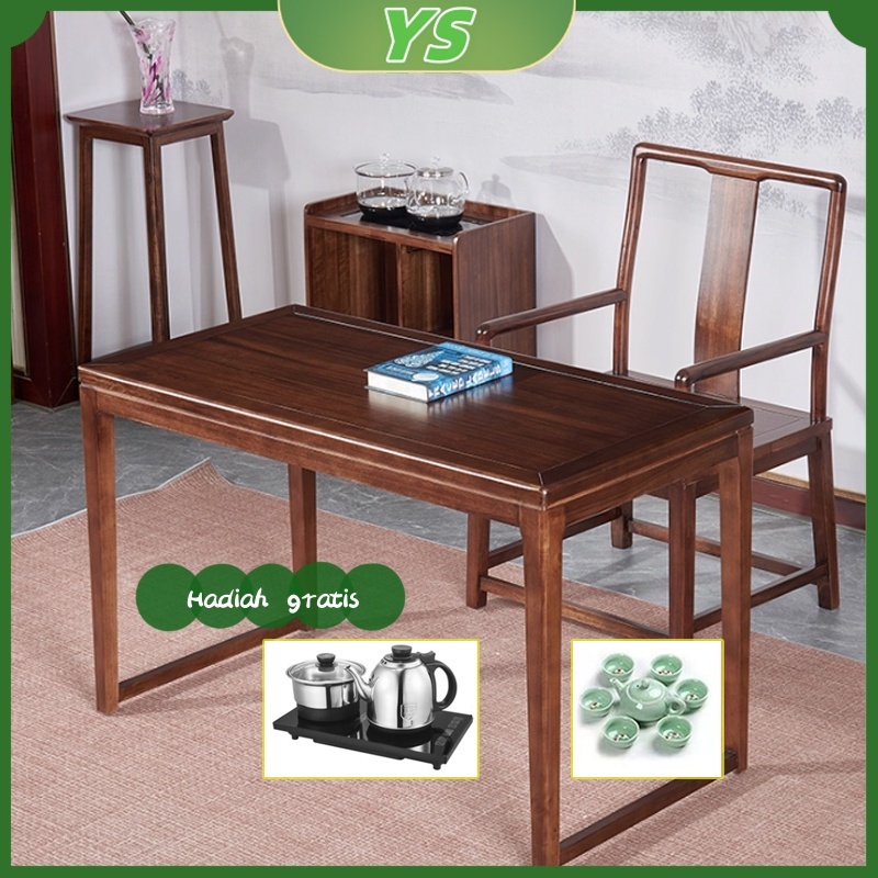 Set Teh Balkon Kompak dengan Meja Teh dan Kursi dari Kayu Solid Set Teh Ruang Tamu Kantor dengan Mej