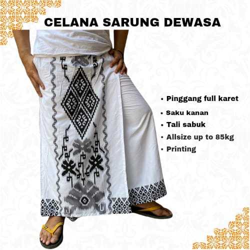 Celana sarung batik dewasa balimun putih | sarung celana batik  | fashion pria muslim