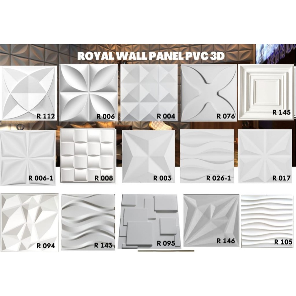Wall Panel 3D Dinding / Ornamen Bahan PVC Motif Timbul Warna Putih
