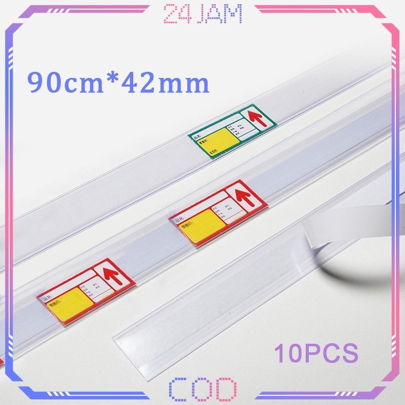 

10pcs 90cm Label Rak Klip Tag Pemegang Plastik || 10pcs Klip Label Harga PVC Supermarket Minimarket