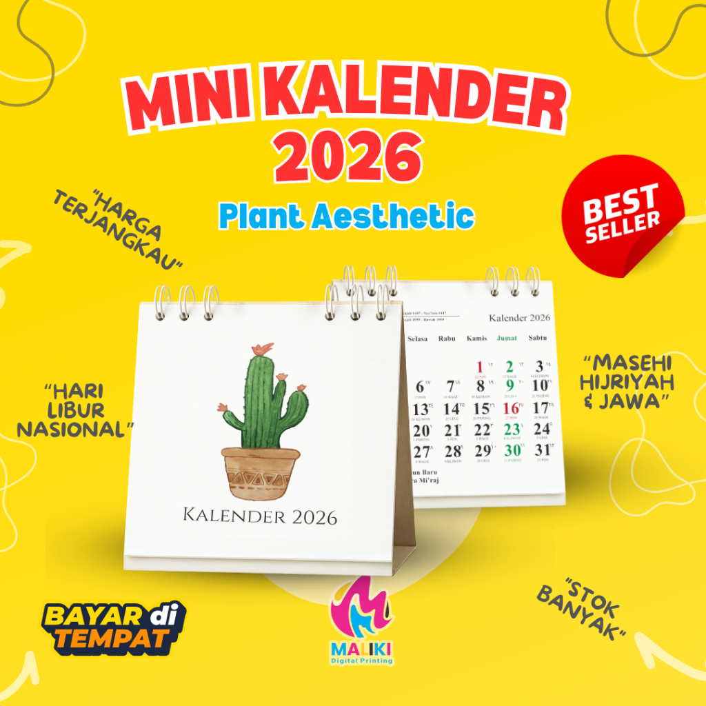 

Mini Kalender Duduk 2026 Tema Tumbuhan