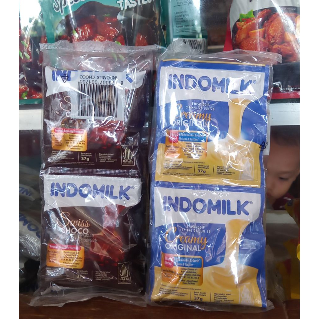 

Indomilk Kental Manis Rasa Original dan Cokelat isi 6 x 37 gram