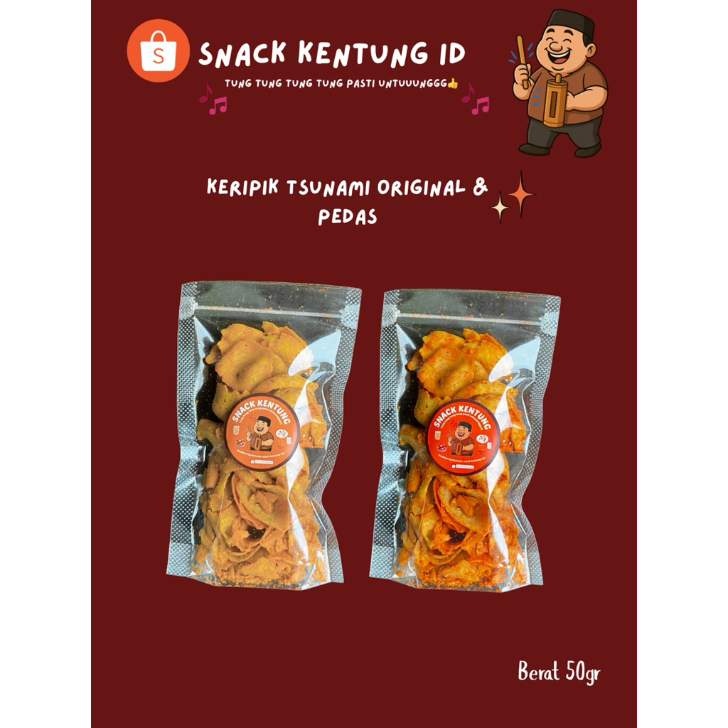 

Keripik Tsunami Rasa Original Asin dan Pedas Nikmat Renyah Gurih Mantap Cemilan Snack Viral 50gram - SNACK KENTUNG ID