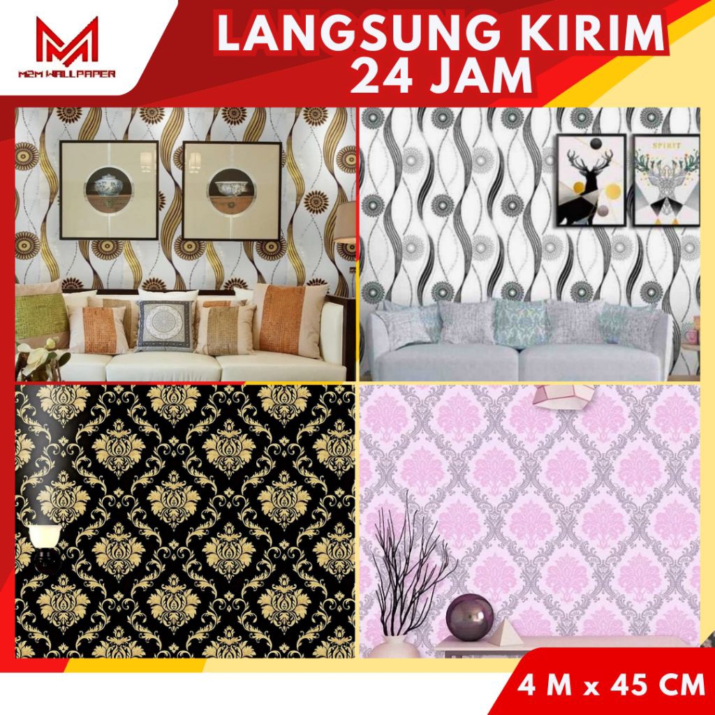 Wallpaper Dinding Ruang Tamu Aesthetic Wallpaper Dinding Kamar Tidur [ M2M WALLPAPER ] Sticker Dindi