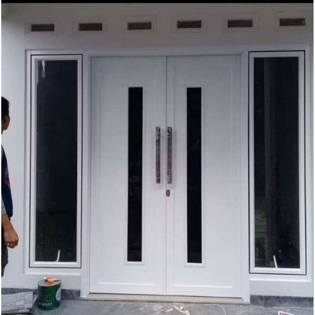 set kusen pintu kupu-kupu + jendela aluminium pintu T210 L130 jendela T180 L50 kanan kiri lengkap ti