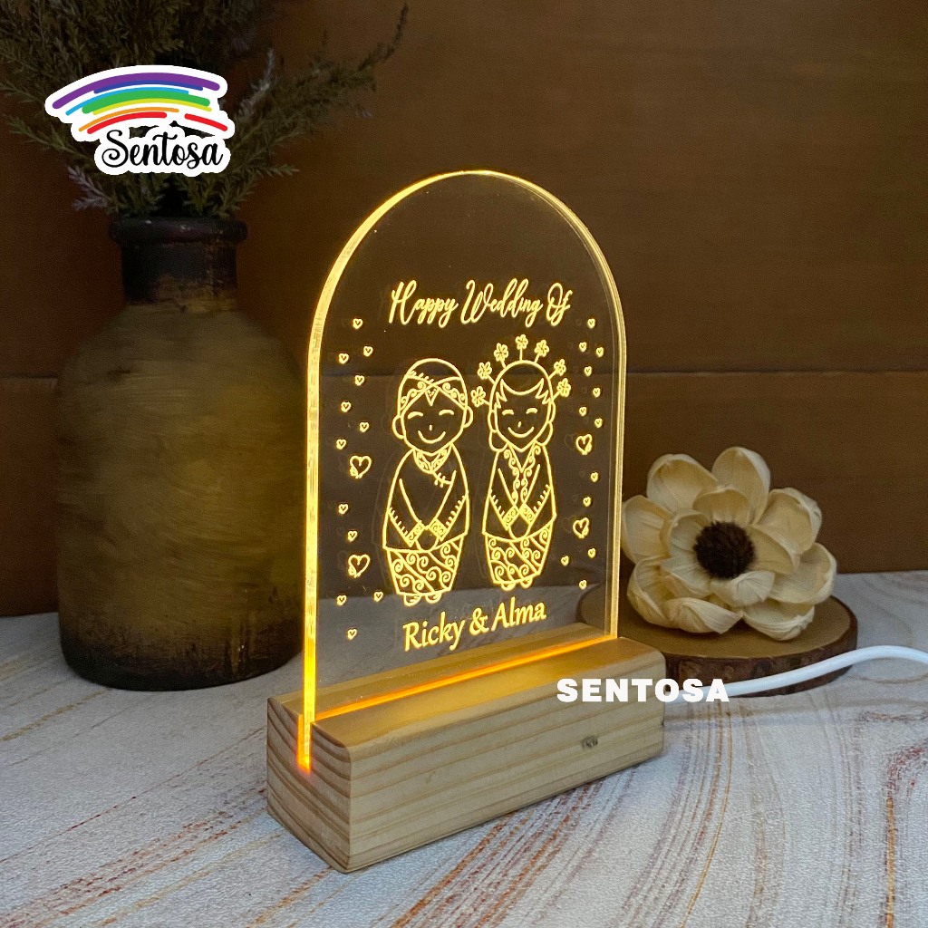 Lampu Tidur Akrilik 3D Custom Foto & Nama | Kado Spesial Segala Momen