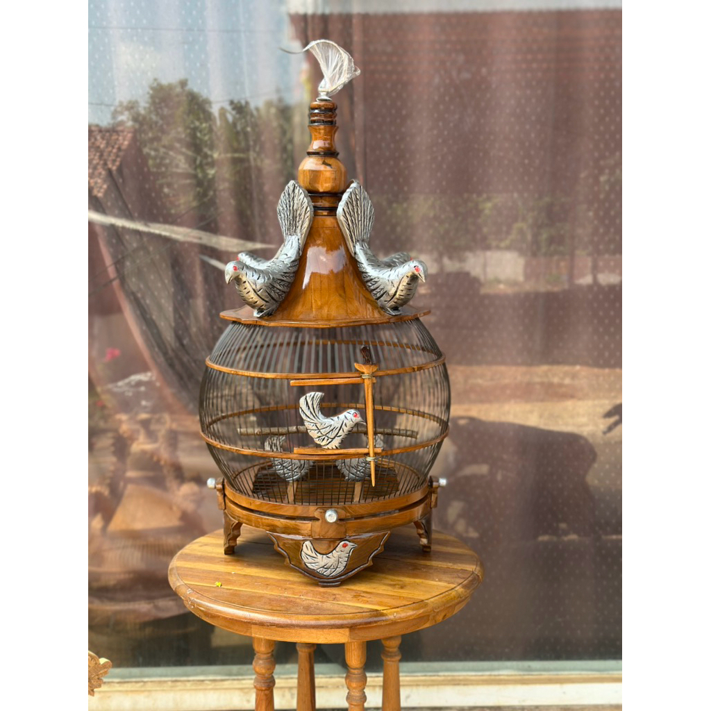 Sangkar Perkutut Kayu Jati Ukiran