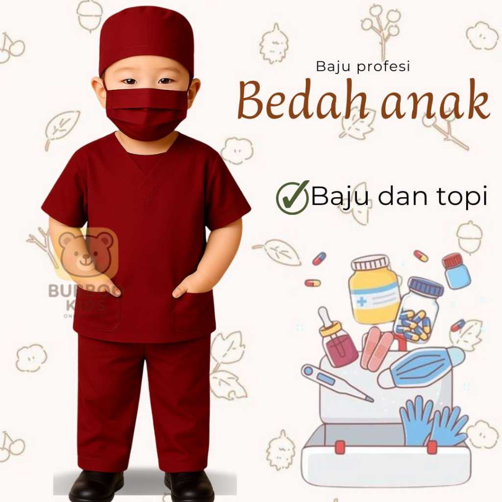 bubboo_kids - Baju Profesi Anak Dokter bedah Seragam scrub dokter untuk anak SCRUB KIDS