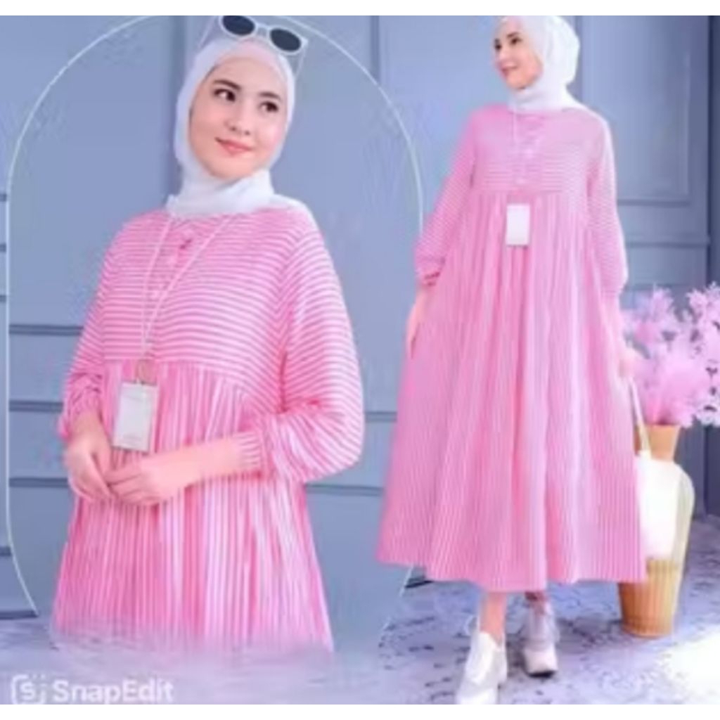 DRESS SALUR JUMBO XL XXL XXXL KATUN VISCOSE JAWANI  MIDI DRESS GAMIS TER BARU BISA COD