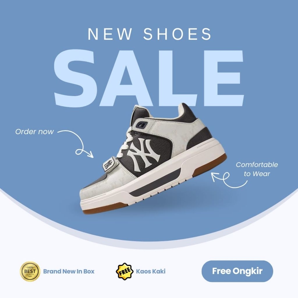 Sepatu MLB Chunky Liner High NY Yankees Black White