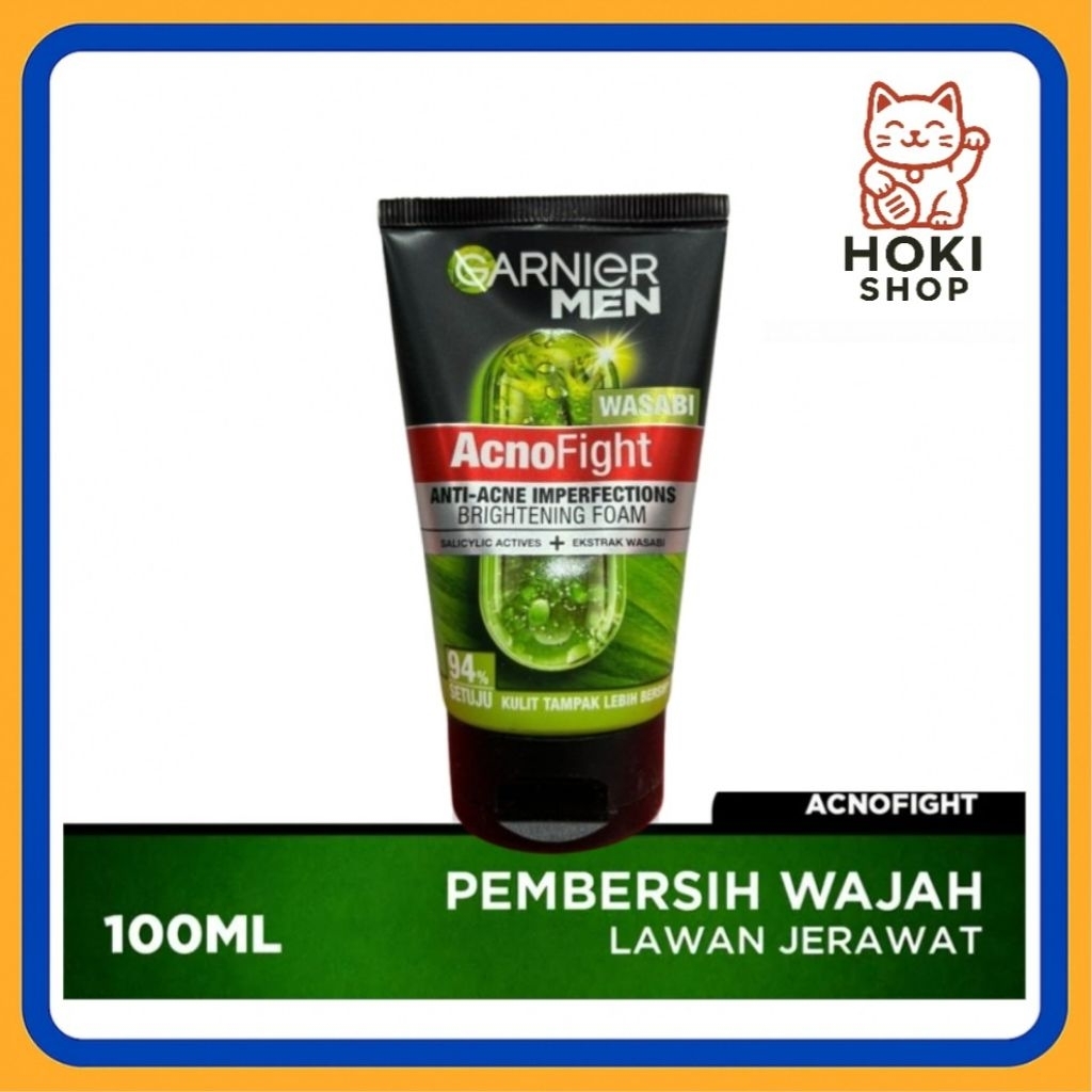 Garnier Men Acno Fight Anti-Acne Brightening Foam 100ml | Sabun Cuci Muka Pria
