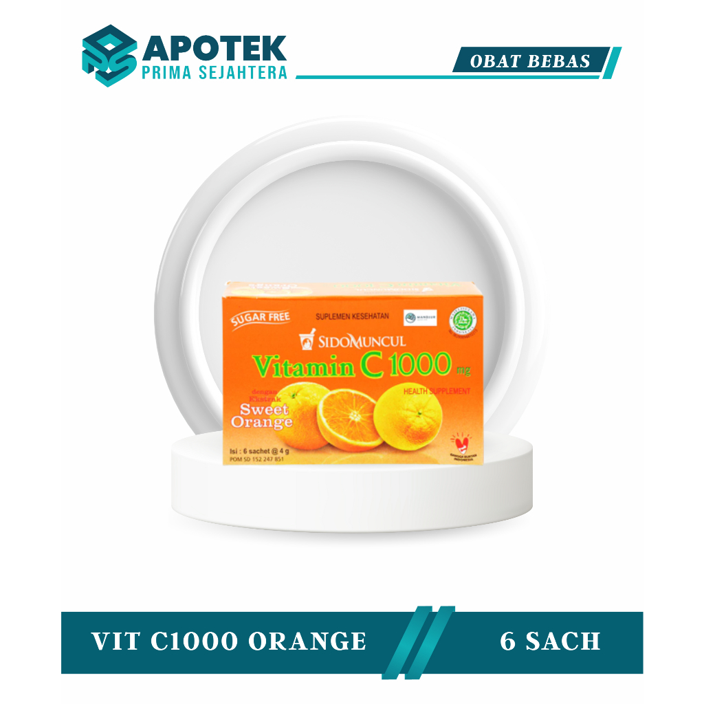 

Sido Muncul Vitamin C 1000mg 6 Sachet - Minuman Serbuk Vit C Jaga Daya Tahan Tubuh / Vitamin C 1000mg
