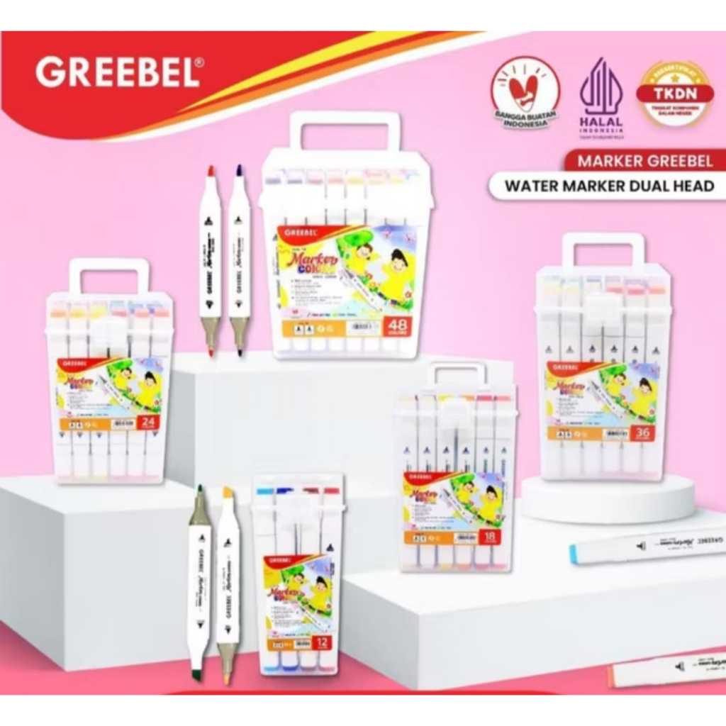 

Greebel Spidol Water Marker Dual Head / Sketsa Marker Set Spidol Warna Warni