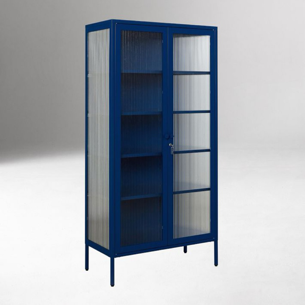 Cabinet Drawer Mustard | Bufet Lemari Kaca 2 Pintu Kayu Jati Top Finishing Duco