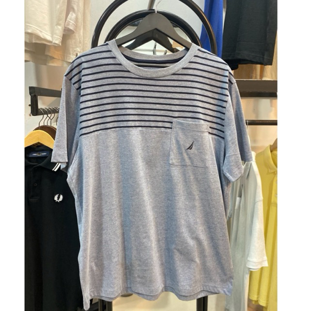 T Shirt Color Block Grey Pria